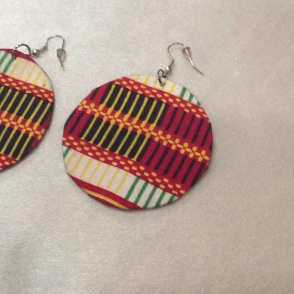 Fabric round flat earrings .($8 if you buy 3) - Picture 2 of 4